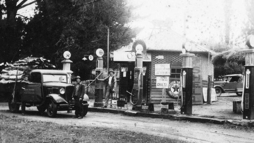 FILL 'ER UP: The Star kiosk in 1930s, one of several petrol stations in Berrima when the Hume Highway went through town. Photo: BDH&FHS.