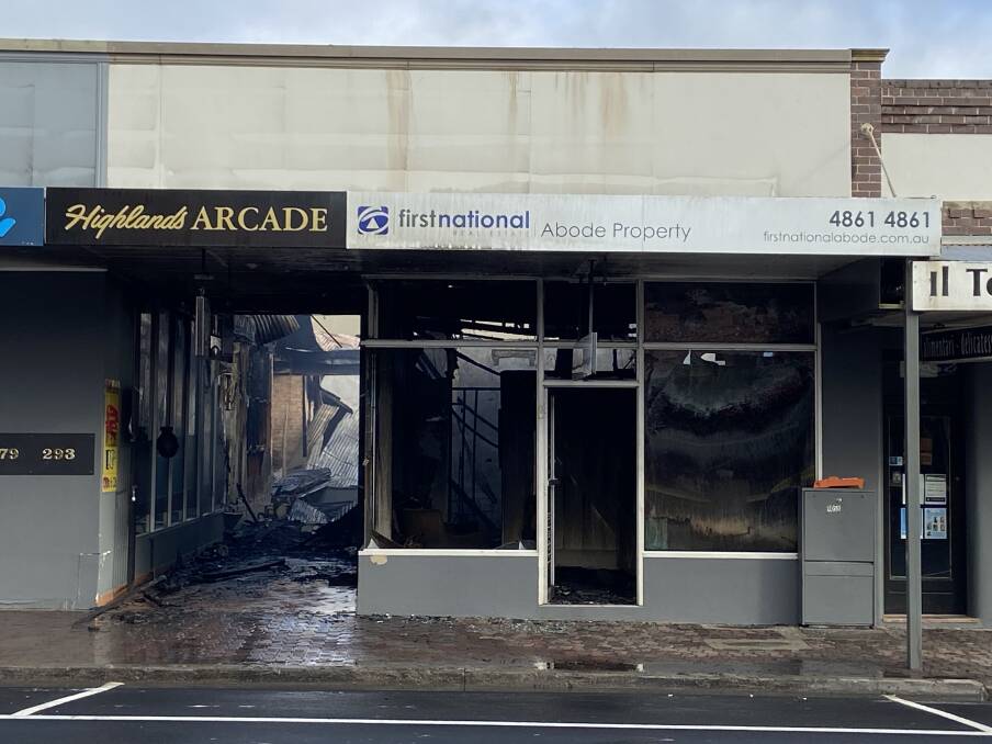 The First National Abode Property shop is now just a blackened shell. Photo: supplied
