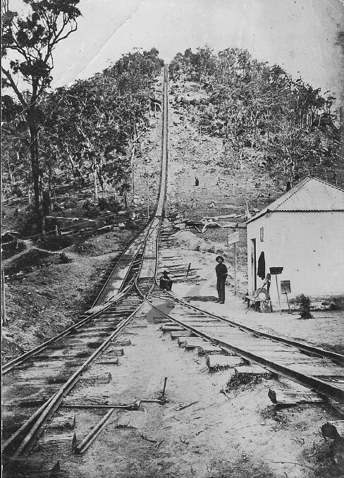 INCLINED RAILS: One of Joadjas several steep tramways linking the works, originally built for pit ponies to drag skips along. Photos: BDH&FHS.