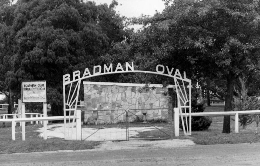 TOWN'S TRIBUTE: Glebe oval at Bowral was renamed Bradman Oval in 1938. Signage erected in 1947 was replaced by this new sign at the entrance in 1962. Photo: BDH&FHS.