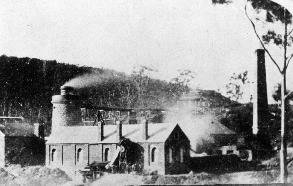 FIRST IN AUSTRALIA: The blast furnace complex at Fitzroy Iron Works, Mittagong, c1865. Photo: BDH&FHS.