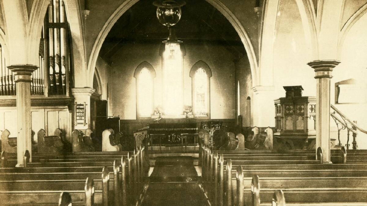ELEGANT: The interior of St Jude's Bowral, featuring the large pipe organ on left, around the time that a service was held for Sarah Loseby. Photo: BDH&FHS