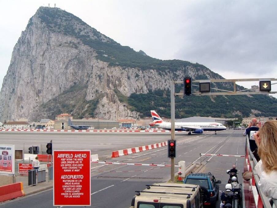 SERIOUS TRAFFIC: Every time a plane lands or departs the main road out of Gibraltar has to be closed. Just one of the fun features of the area. Photo: supplied.