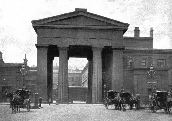 An 1896 sketch of the now-demolished Euston Arch.