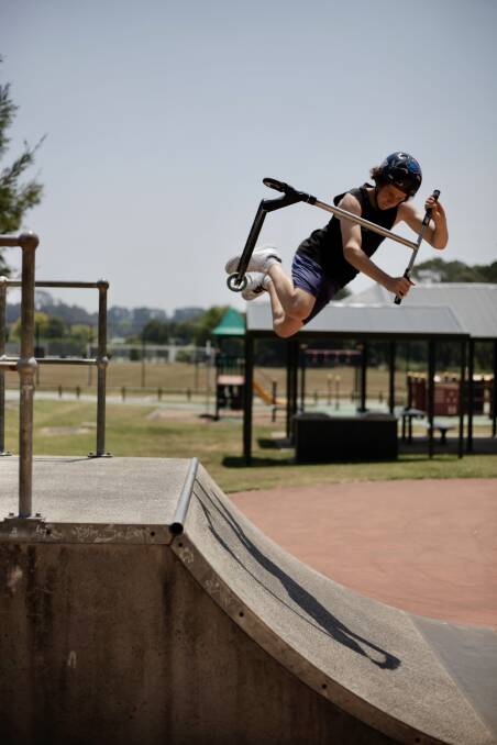 HIGH FLYER: Archie Thomas getting some air at Robertson Skate Park. Photo: Wes Thomas