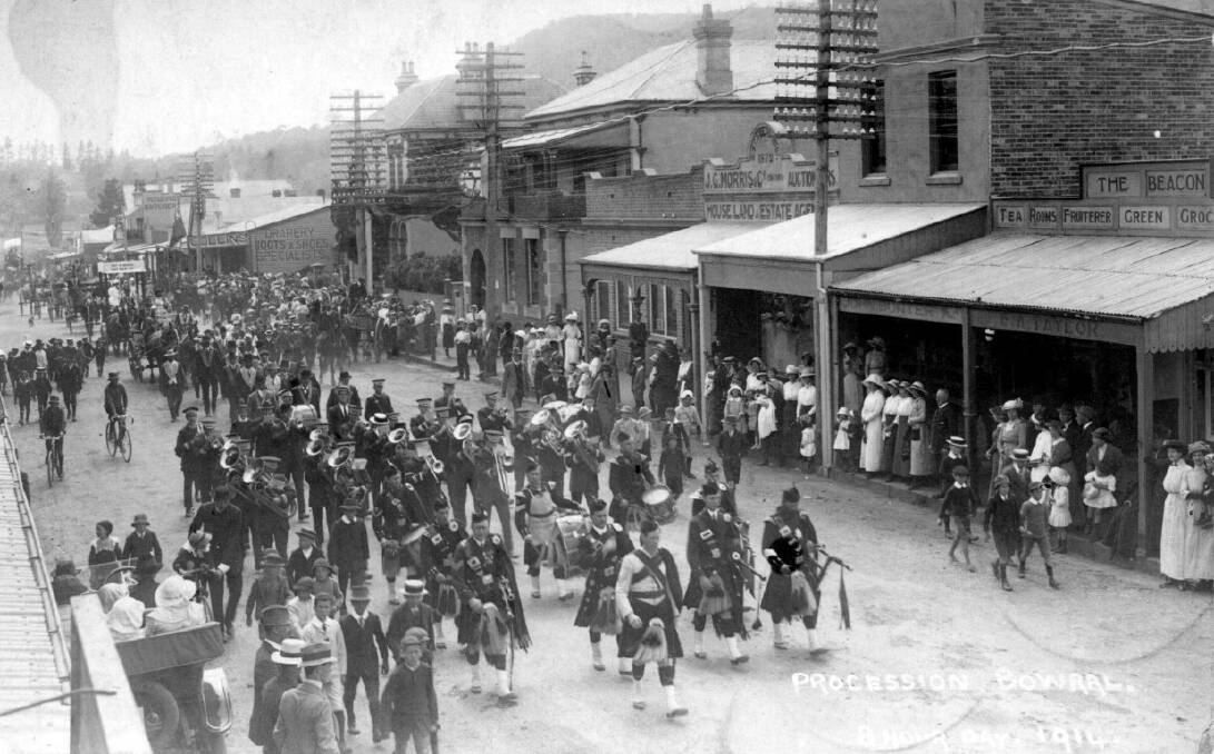 ENDURING REPUTATION: The words 'JG Morris & Co, Auctioneers' appear on the upper facade of the middle shop in this 1914 photo of Bong Bong Street, Bowral. Photo: BDH&FHS.