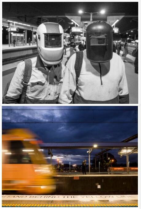 ON TRACK: The 'sheeties' in the welding masks (above) and one more train station (below), both of which caught Hamish Ta-me's eye.