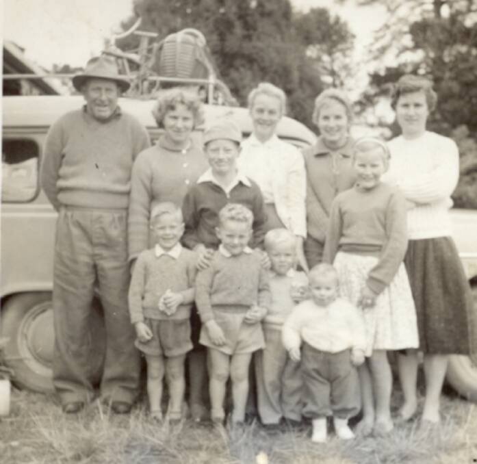 Family times: Bill 'Pop' Eirth, Edith 'Nanna' Eirth, Ronald's mother Shirley, Margaret, Nola Eirth and a collection of youngsters.