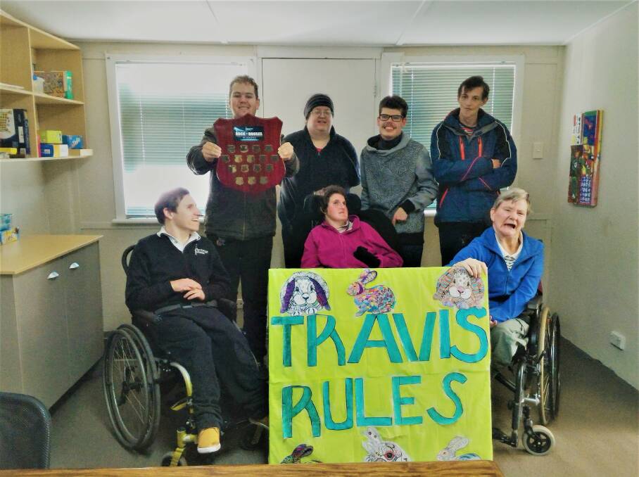 SCORING GOALS: Mary-Anne (front right) with a group at Travis House day programs.