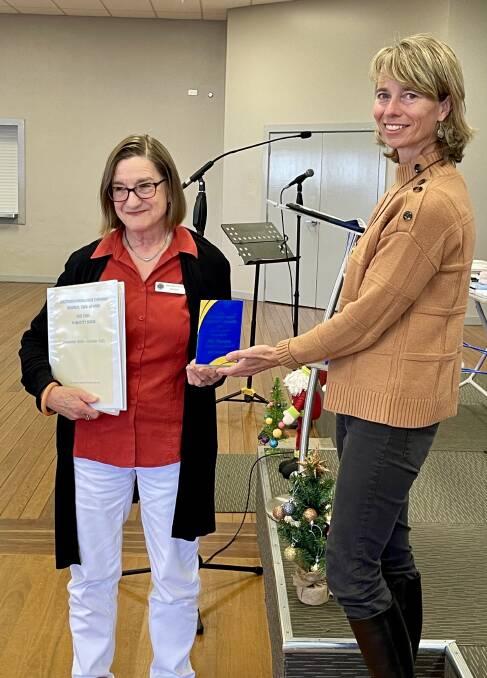 Jill Dyson was presented with the CWA Wollondilly Group Publicity Award 2021 in Kiama on December 6 by Rebecca Hogan, Country Women's Association of NSW, Wollondilly Group.