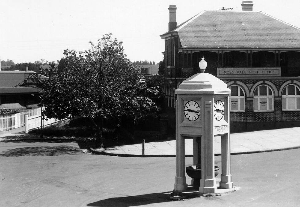 OBSCURED: The Dr Alcorn Memorial Clock was erected over the QV drinking fountain in 1937 by the Moss Vale RSL. Photo: BDH&FHS.