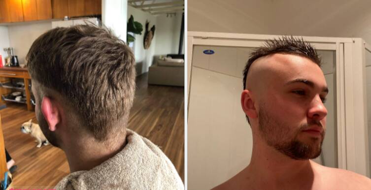 Sam Malone sporting that just-cut look after getting stuck in with the clippers. Photos: supplied