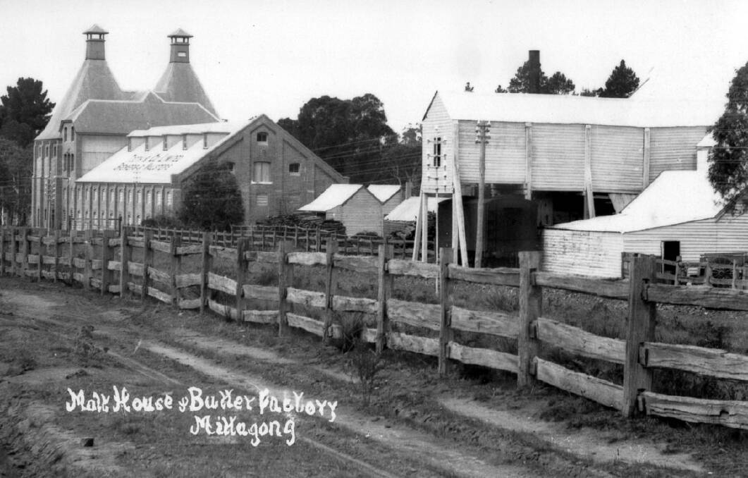 BUTTER & MALT: Central butter factory (on right) with Tooth’s Maltings at rear, Mittagong, 1905. Photo: BDH&FHS.