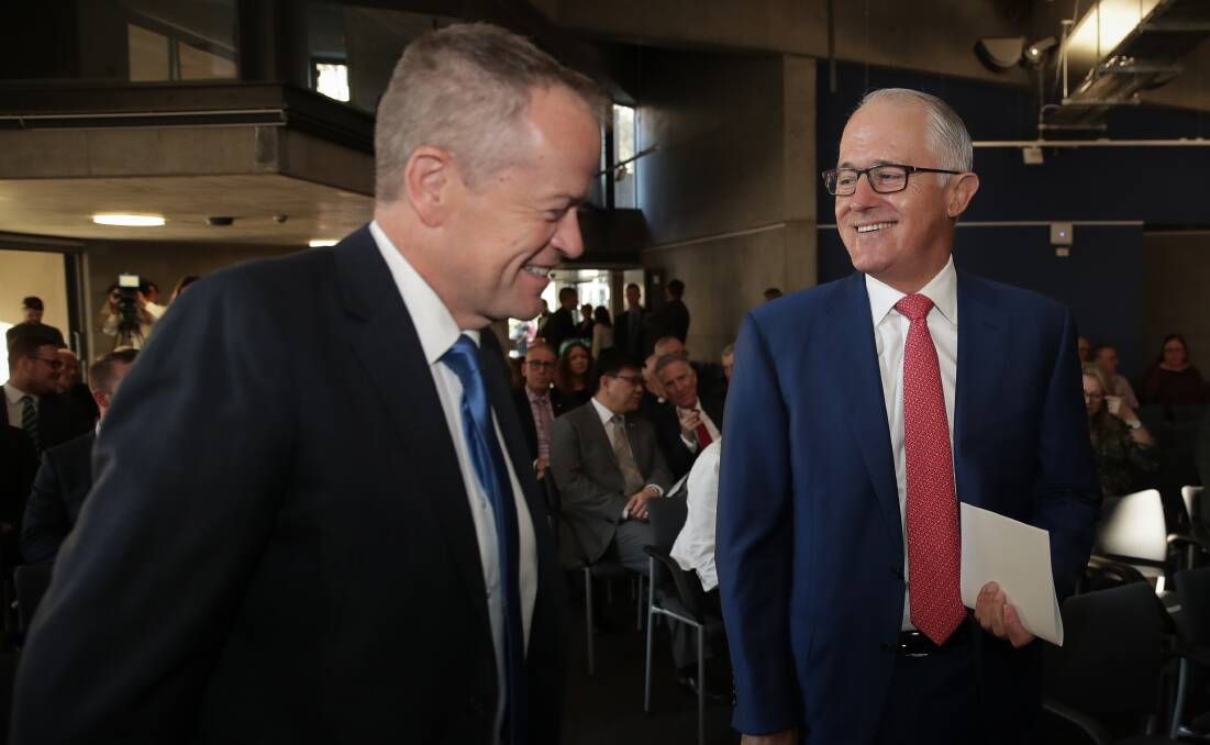 BATTLE READY: Opposition Leader Bill Shorten and Prime Minister Malcolm Turnbull may not be all smiles when the federal election is called. Photo: Alex Ellinghausen