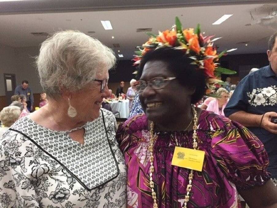 CONNECTIONS: Robyn Ferguson of Exeter Branch with Liz Corner from the Papua New Guinea Women's Association.