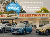 The final scene of the Subaru ad puts the Robertson Pie Shop in the spotlight.