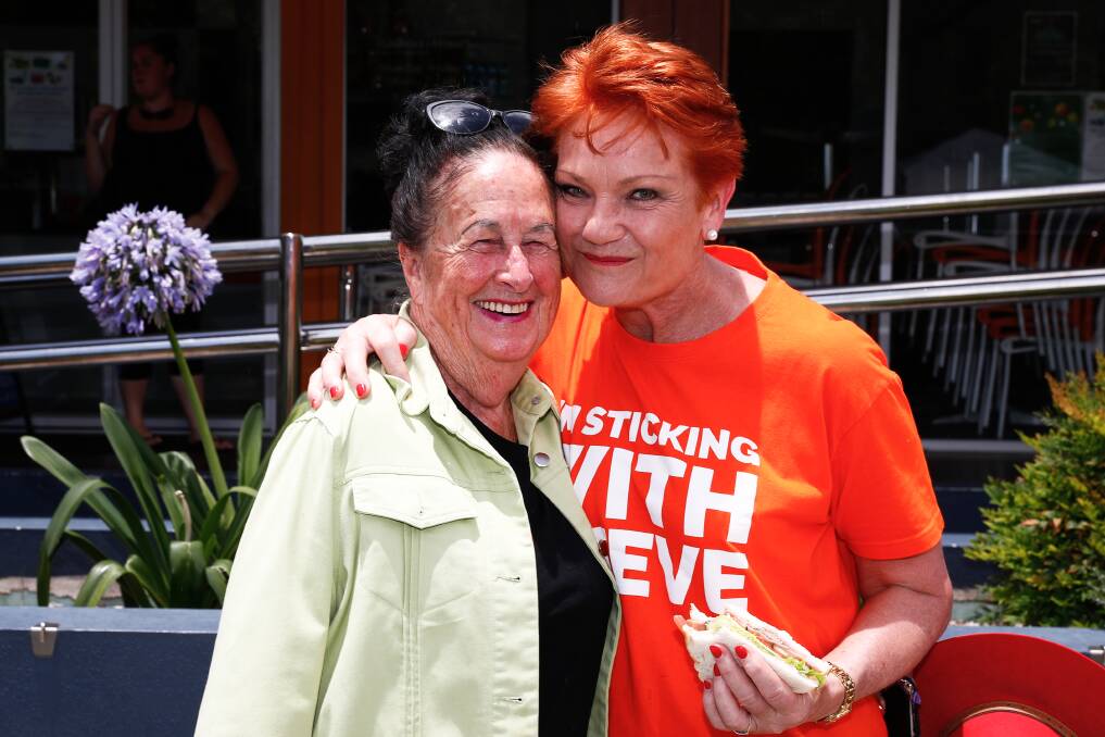 SMALLER PARTIES: Senator Pauline Hanson embraces a woman during the Queensland state election, but are voters just trying to send a message? Photo: Alex Ellinghausen.