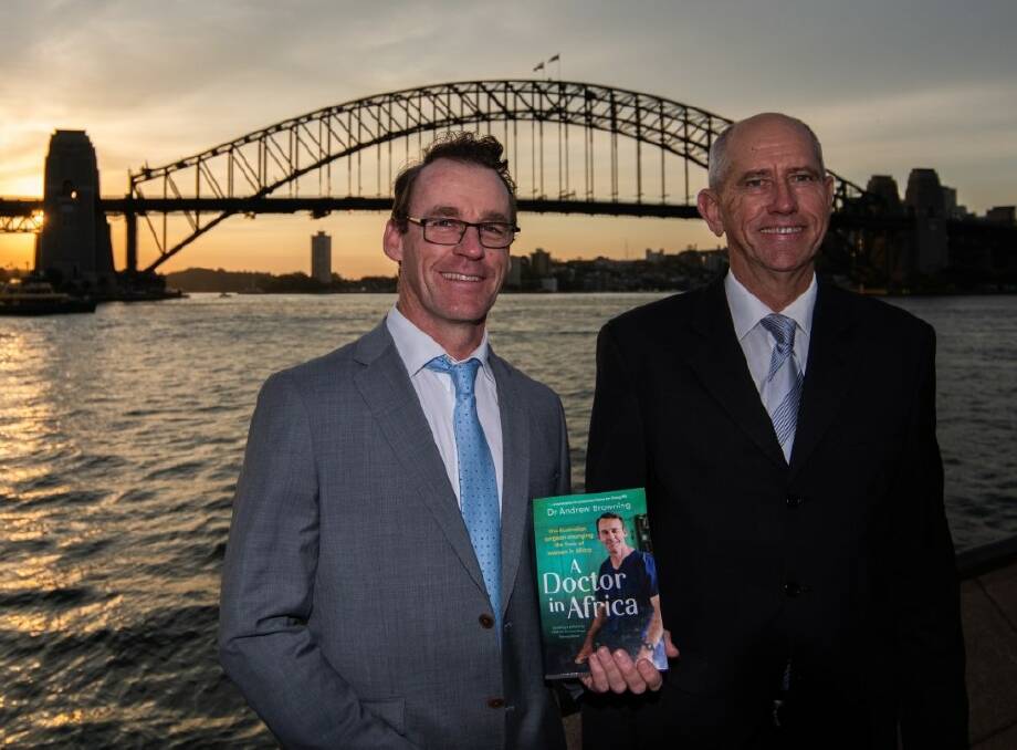 Dr Andrew Browning AM with co-author Patrick Kennedy at the launch on Wednesday night of A Doctor in Africa.