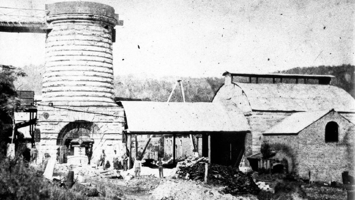 IMPRESSIVE: Blast furnace at Fitzroy Iron Works as seen by Governor in 1864. Photo: BDH&FHS.