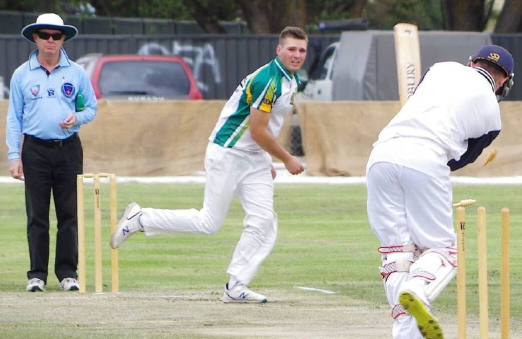 Well bowled: With three wickets from the two games, Matt Pike was not the HDCA's top wicket-taker in the Creighton Cup, but arguably bowled the most impactful spell of the weekend. Photo: Phil Benson.