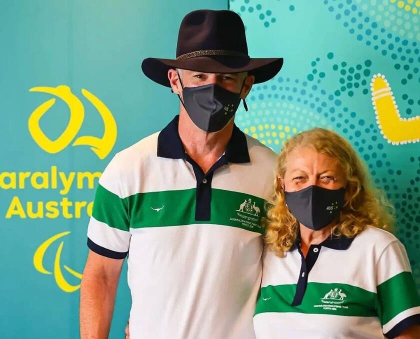 On site: Stuart Jones, seen here with CEO of Paralympics Australia, Lynne Anderson, shortly after his arrival in Tokyo. Photo: Stuart Jones/Instagram.