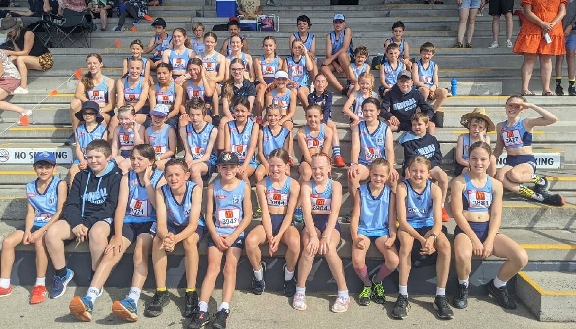 Huge effort: Bowral's team, most of which is pictured here, performed exceedingly well in Wollongong despite a truncated preparation. Photo: Bowral Little Athletics. 