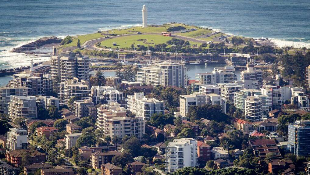 An aerial image of Wollongong, which council says has reached historically low unemployment rates.
