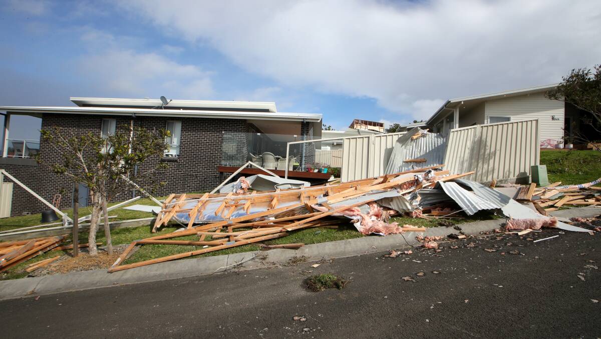 The damage on Ellerston Parkway, Shell Cove.