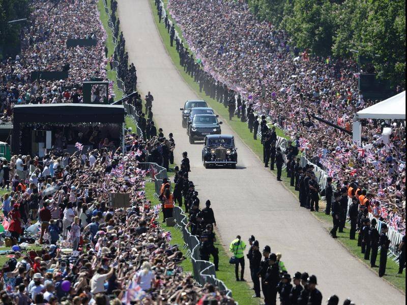 Security was obvious at Windsor for Saturday's royal wedding.