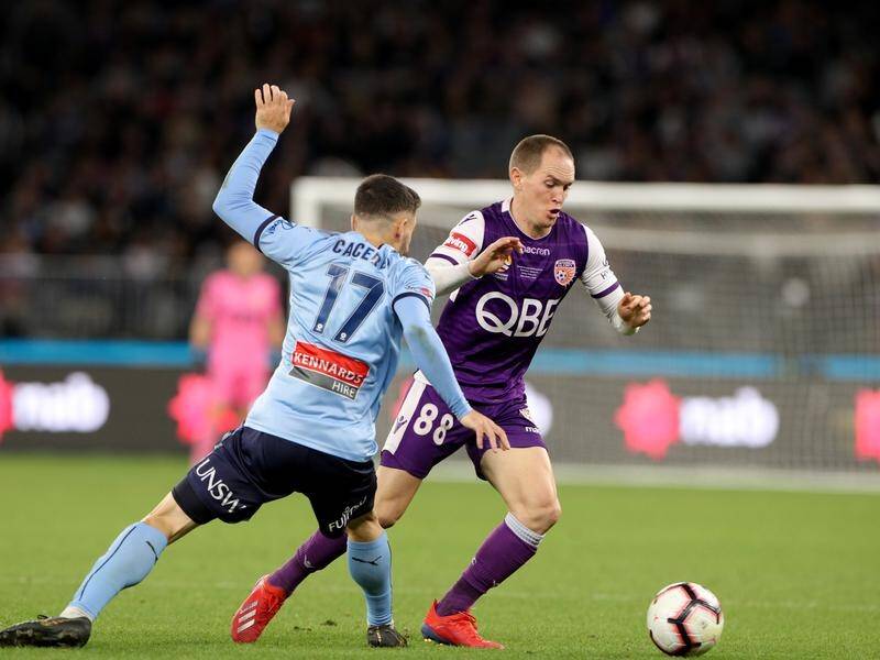 Glory's Neil Kilkenny (r) played through the pain barrier in the grand final defeat to Sydney FC.