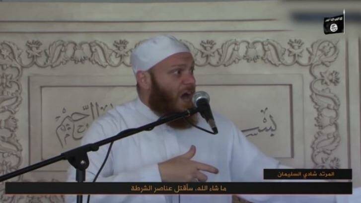 Sheikh Shady Alsuleiman is featured in the Islamic State video giving a sermon in which he dismantles the idea that violent extremism will get a person to heaven. Photo: Supplied