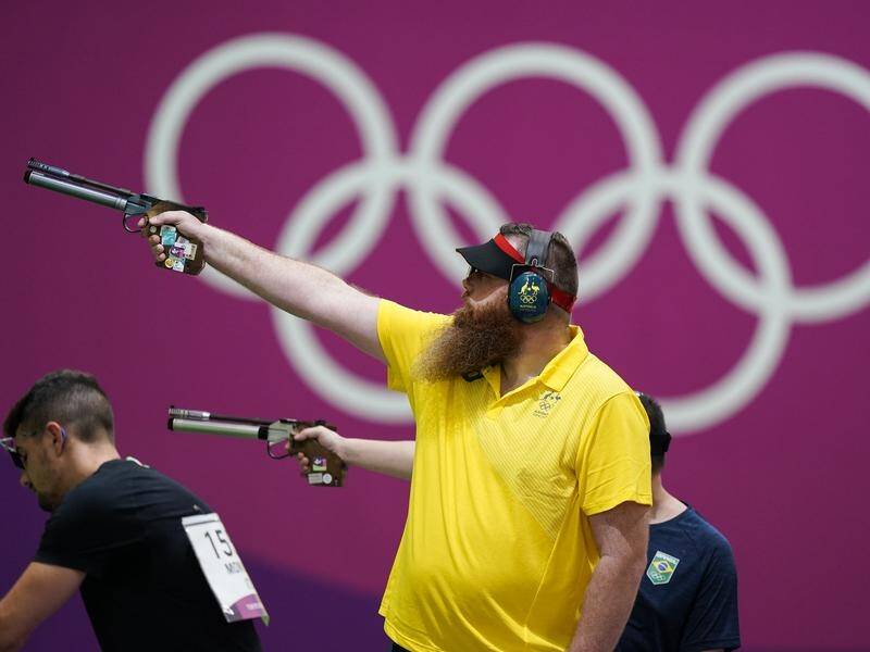 Dan Repacholi (pic) and Dina Aspandiyarova missed out on the medals in the 10-metre air pistol.