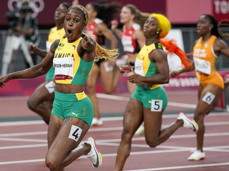 Elaine Thompson-Herah led a Jamaican one-two-three in the women's 100m final in Tokyo.