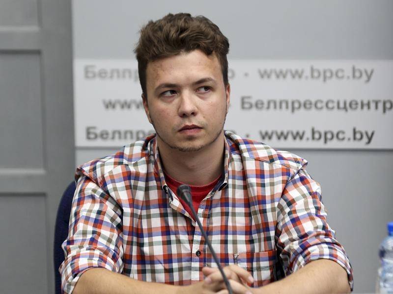 Roman Protasevich was clearly at a news conference under duress, a BBC correspondent says.