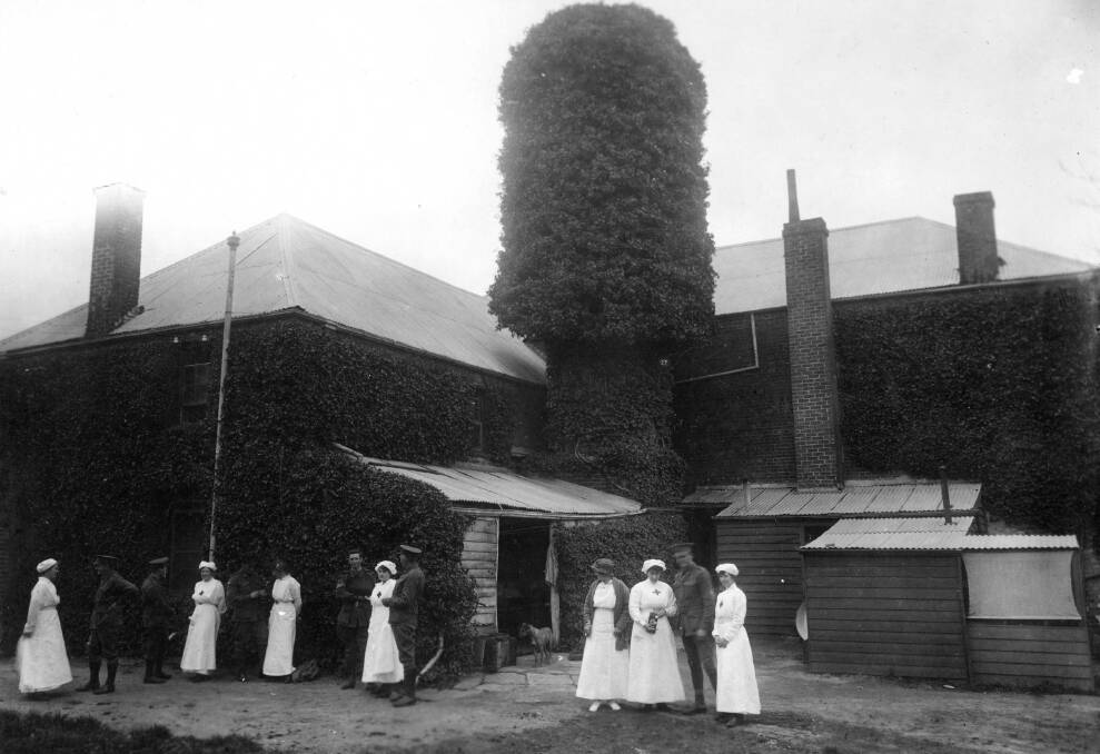 IN SERVICE: The Red Cross convalescent home at Throsby Mill during WWI. Photo: BDH&FHS