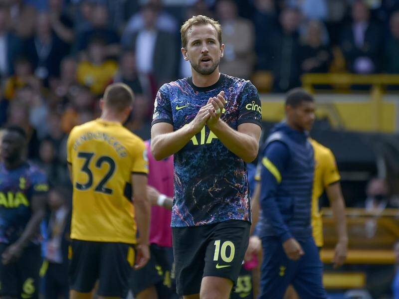 Harry Kane applauds Spurs' fans after making his reapparance off the bench in the win over Wolves.