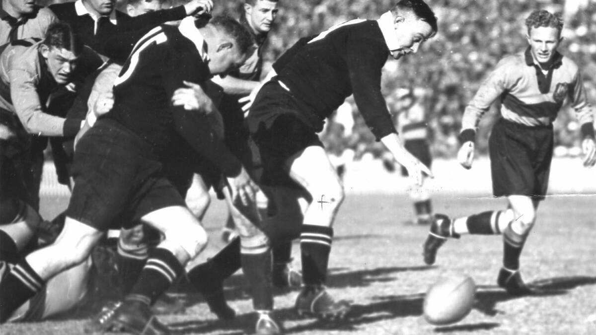 Gordon in action for Australia against the New Zealand All Blacks on June 28, 1938. Photo supplied
