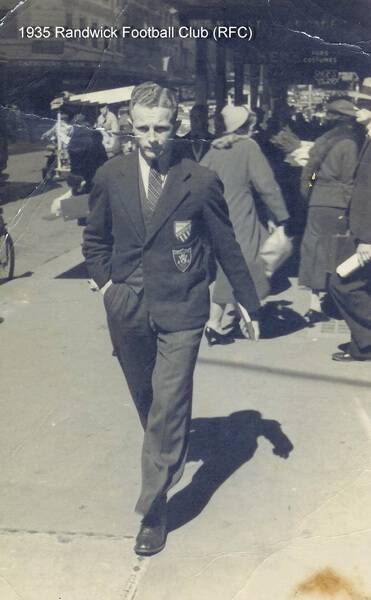 Gordon Stone in his Randwick Football Club formal clothes in 1935. Photo supplied