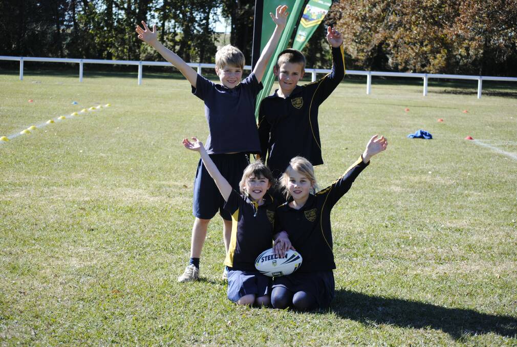 Primary school students learnt about NRL on the weekend. Photos: Emily Bennett