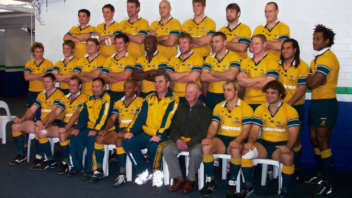 Gordon Stone with the Wallabies that took on The South African Spring Boks in Perth on July 30 2004. Photo supplied