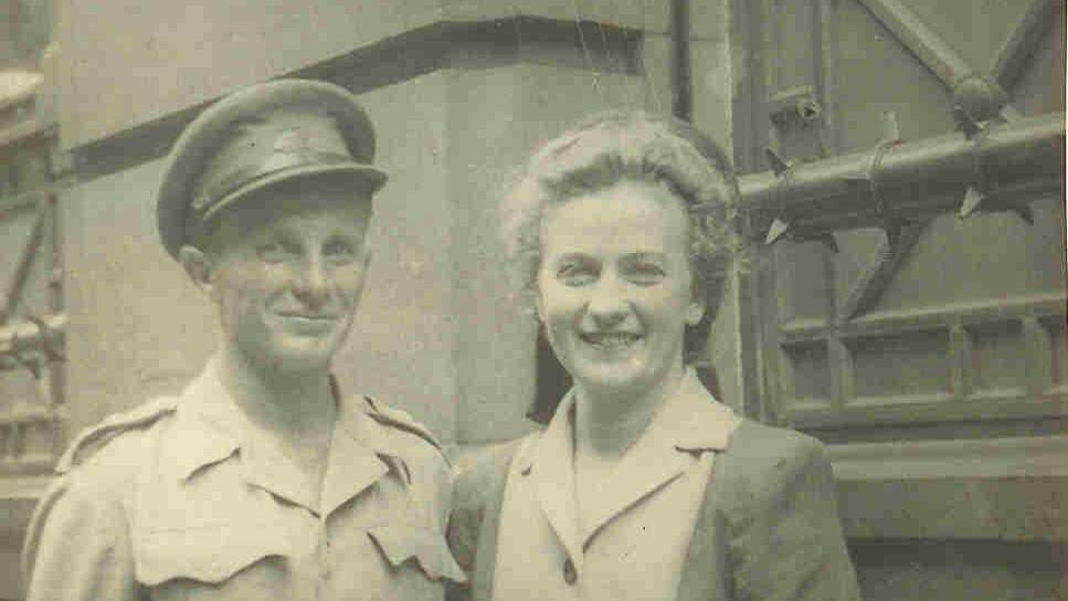 Gordon and Iris Stone when they reunited briefly in 1945 after being separated for more than four years because of World War II. Photo supplied