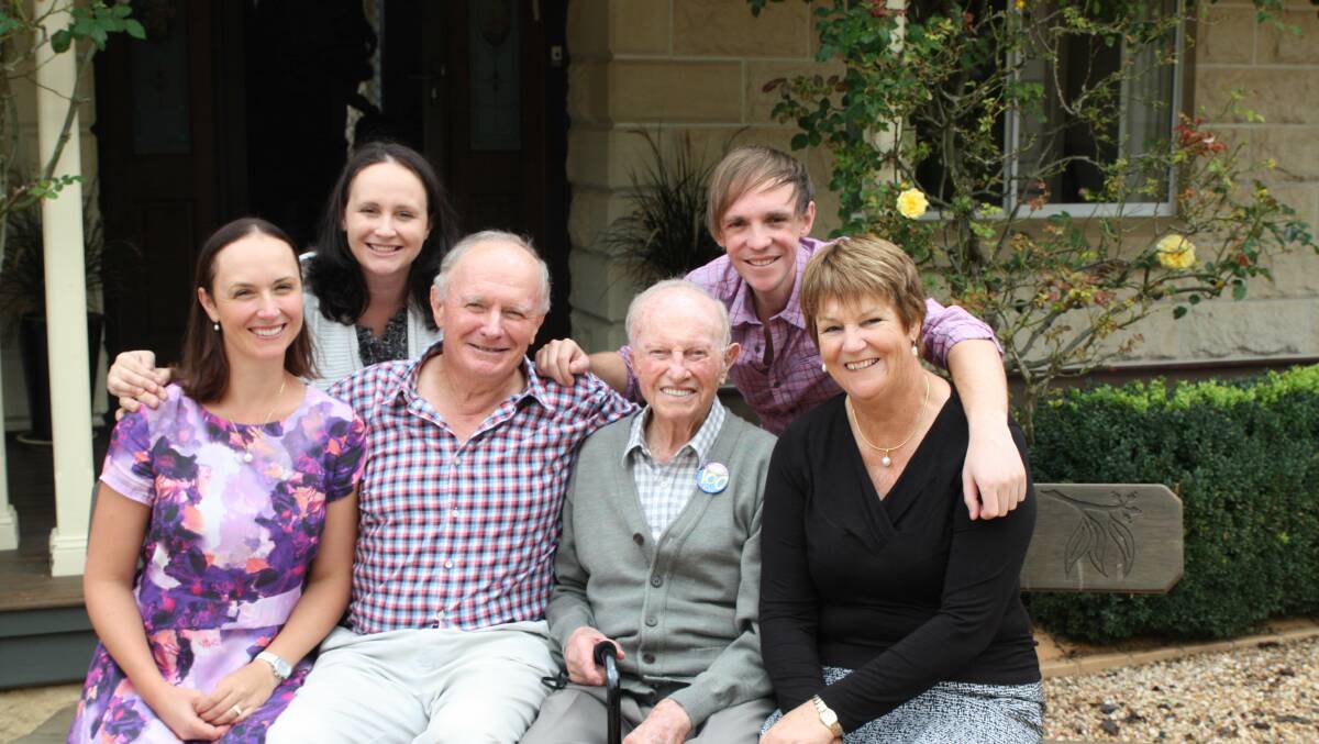 Stone family with Gordon on his 100th birthday. Photo supplied