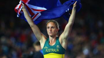 Alana Boyd of Australia celebrates as she wins gold in the Women's Pole Vault final at Hampden Park. Photo: Getty Images