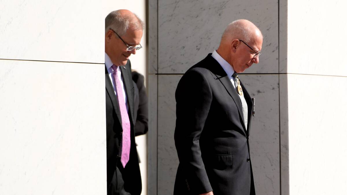 Governor-General David Hurley (right) with Prime Minister Scott Morrison. Picture: Getty Images