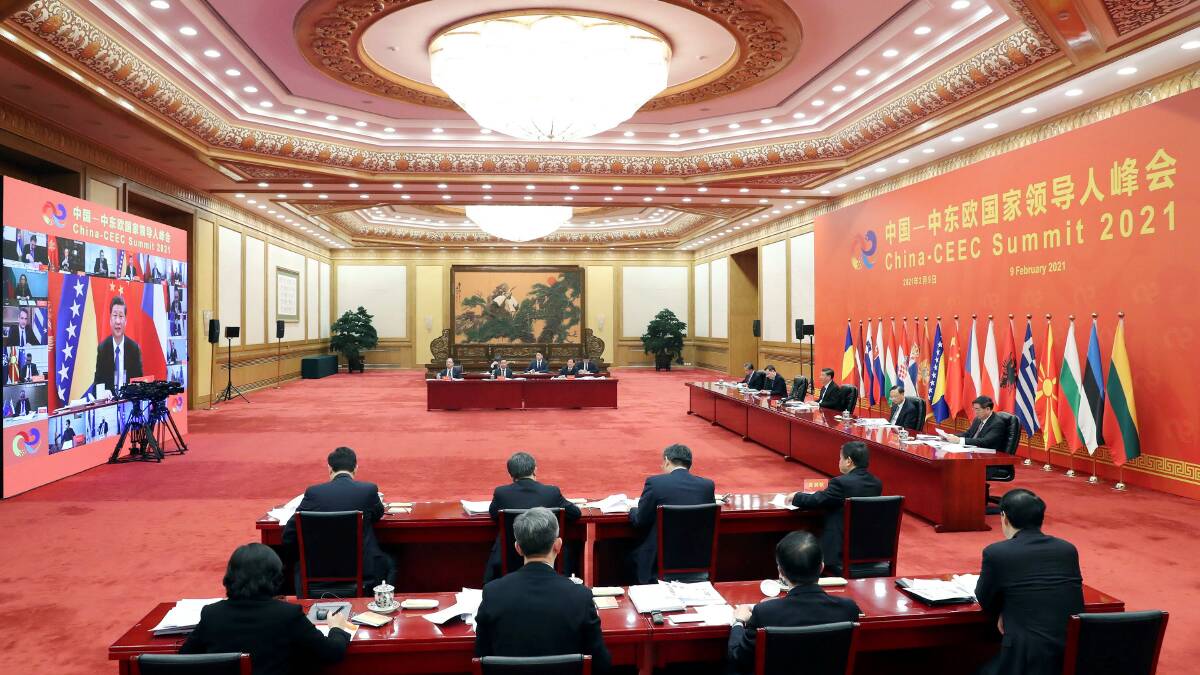 Chinese President Xi Jinping delivers a keynote speech via video link to the China-Central and Eastern European Countries Summit on Wednesday. Picture: Getty Images