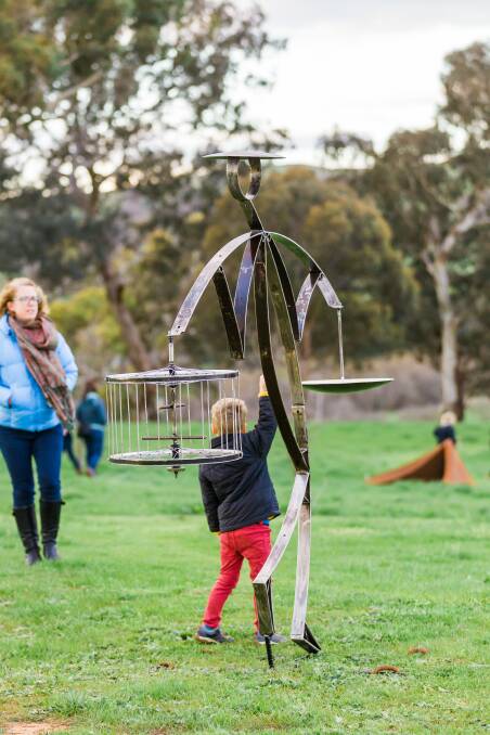 UP CLOSE: There's plenty of interactive artworks and entertainment on offer at Sculpture in the Paddock 2018. Pictures: Camilla Duffy and Jessica Cole