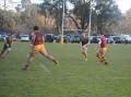 Kick: The Mittagong Lions survive another late scare. Photos: Burney Wong. 