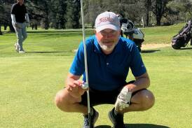 Neal Cameron having eagled the 12th at Moss Vale Golf Club. Picture supplied.
