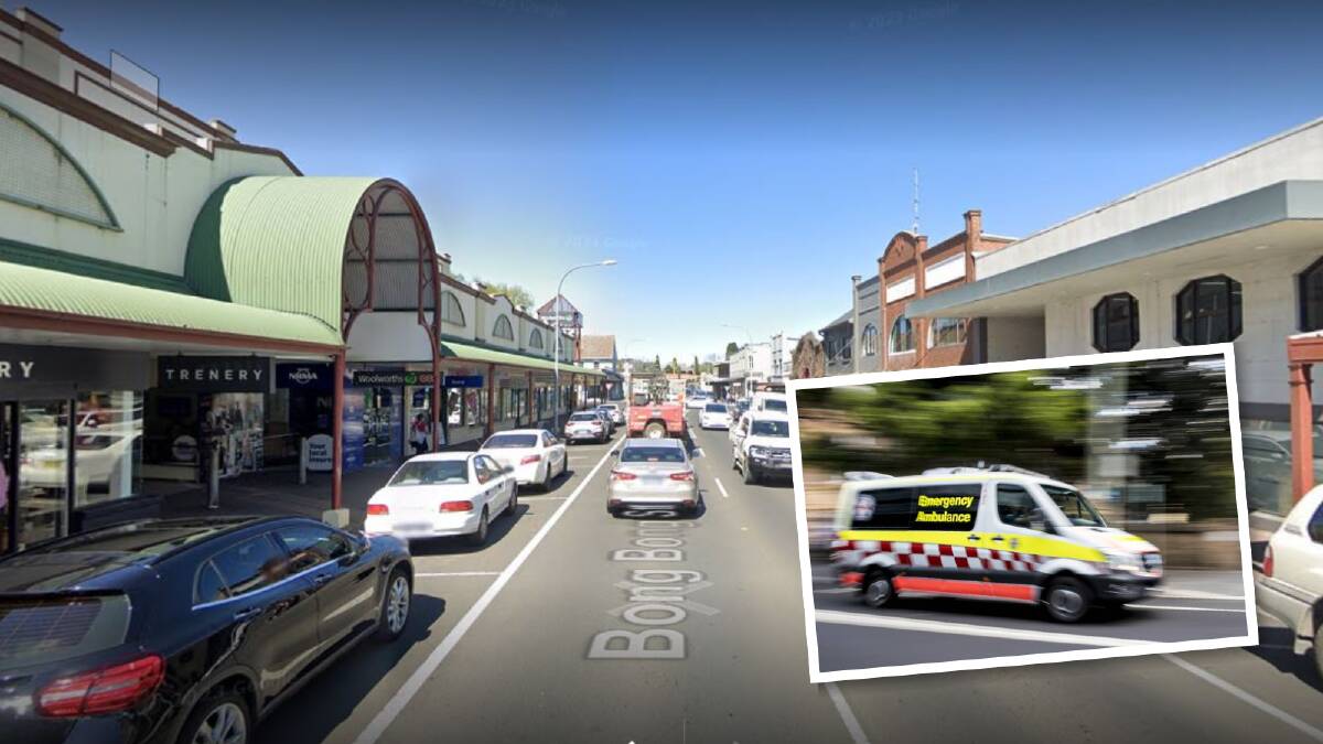 Bong Bong Street in Bowral, and inset an ambulance, was the scene of a police operation on Friday, February 2. Picture by Google Street View, file