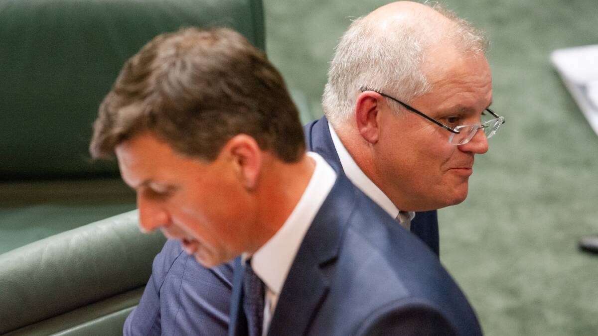 Energy Minister Angus Taylor and Prime Minister Scott Morrison have spent the week selling the government's climate and energy agenda. Picture: Elesa Kurtz